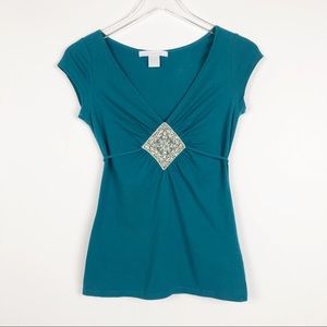 Charlotte Russe Teal Short Sleeve Top